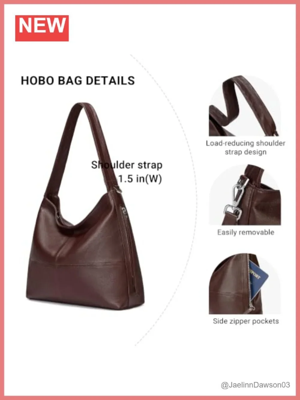 Genuine Leather Hobo Bag for Women Crossbody Shoulder Handbags 2 Straps Work